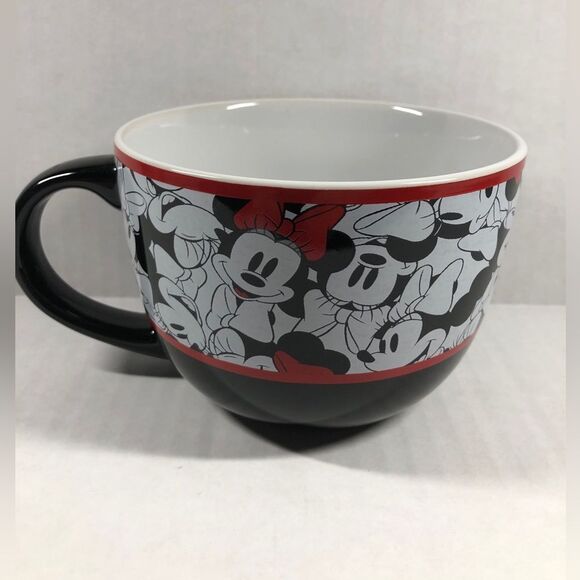 Disney Classic Minnie Rocks The Dots All Over Faces Ceramic Soup Mug, 24 Ounces - Picture 1 of 4